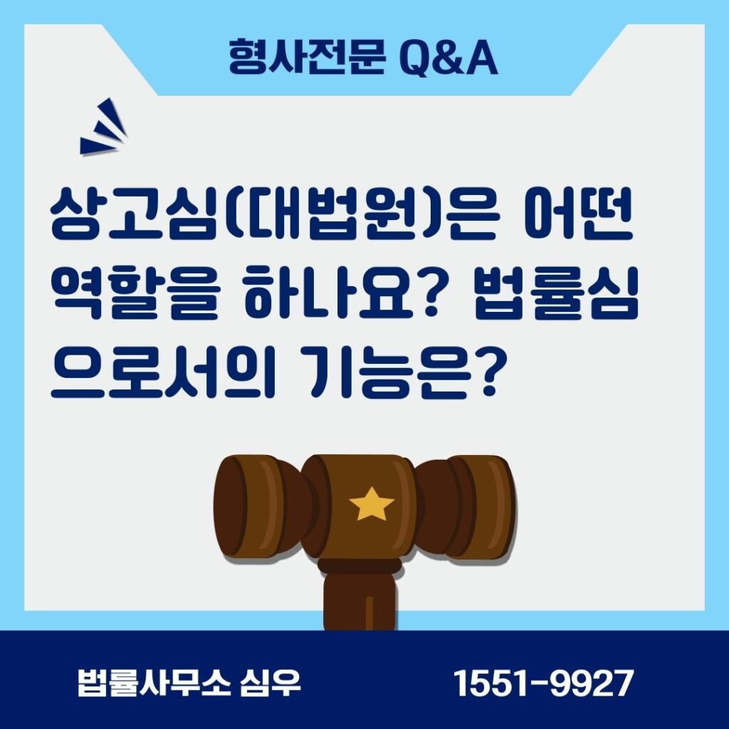 상고심(대법원)은 어떤 역할을 하나요? 법률심으로서의 기능은?